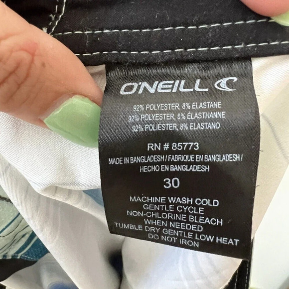 O'Neill Mens sz 30 Board Shorts Swim Trunks 10.5" inseam White Blue Striped - Picture 3 of 9